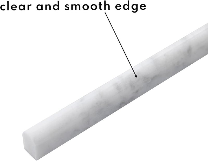Lovdeco Carrara White 1/2" X 12" Marble Pencil Liner Tile, Edge Trim Molding for Shower and Backsplash, Bullnose Tile Trim Polished, 10 Pcs/Box - Image 5